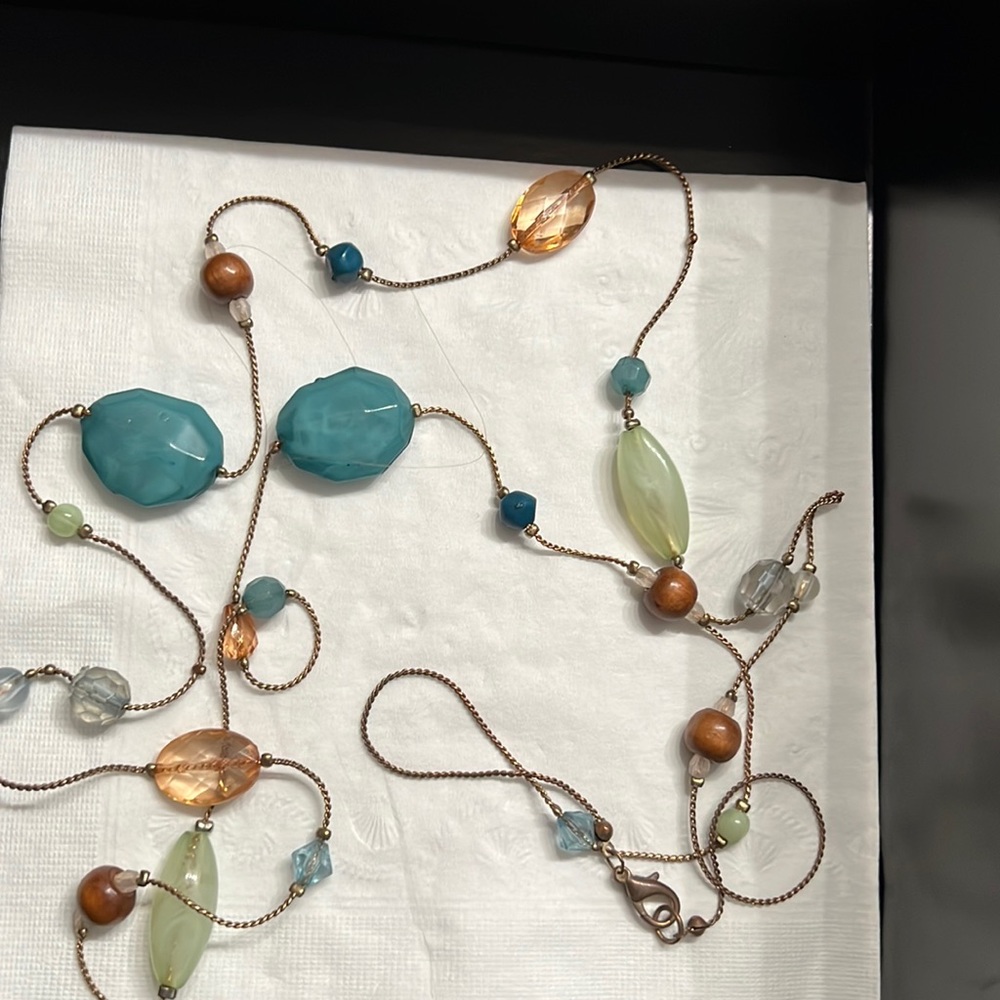 Multi stone 24” costume necklace